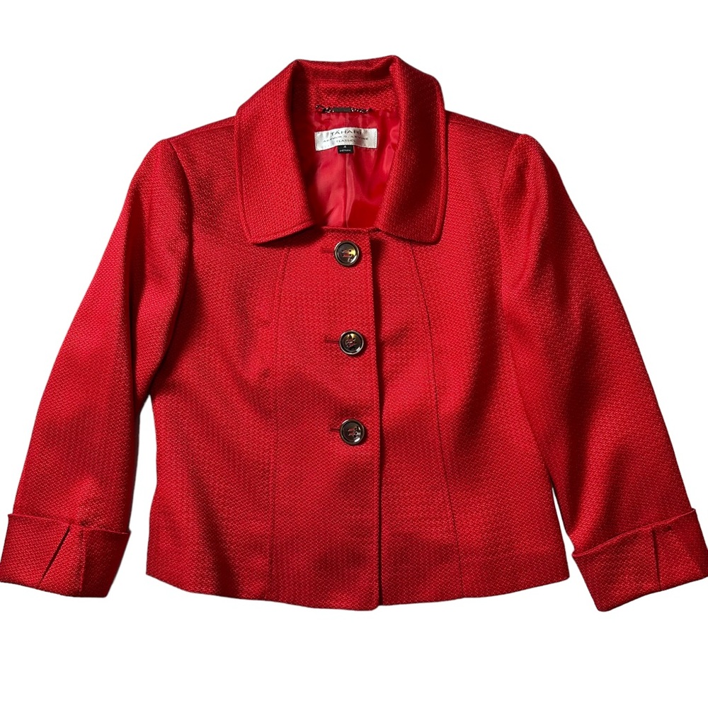 Tahari by Arthur S. Levine Women's Tweed Blazer/ Jacket  Red button fron…